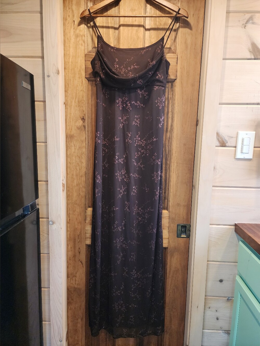 Y2K Taboo Fairycore Whimsigoth Brown Sparkle Maxi Dress
